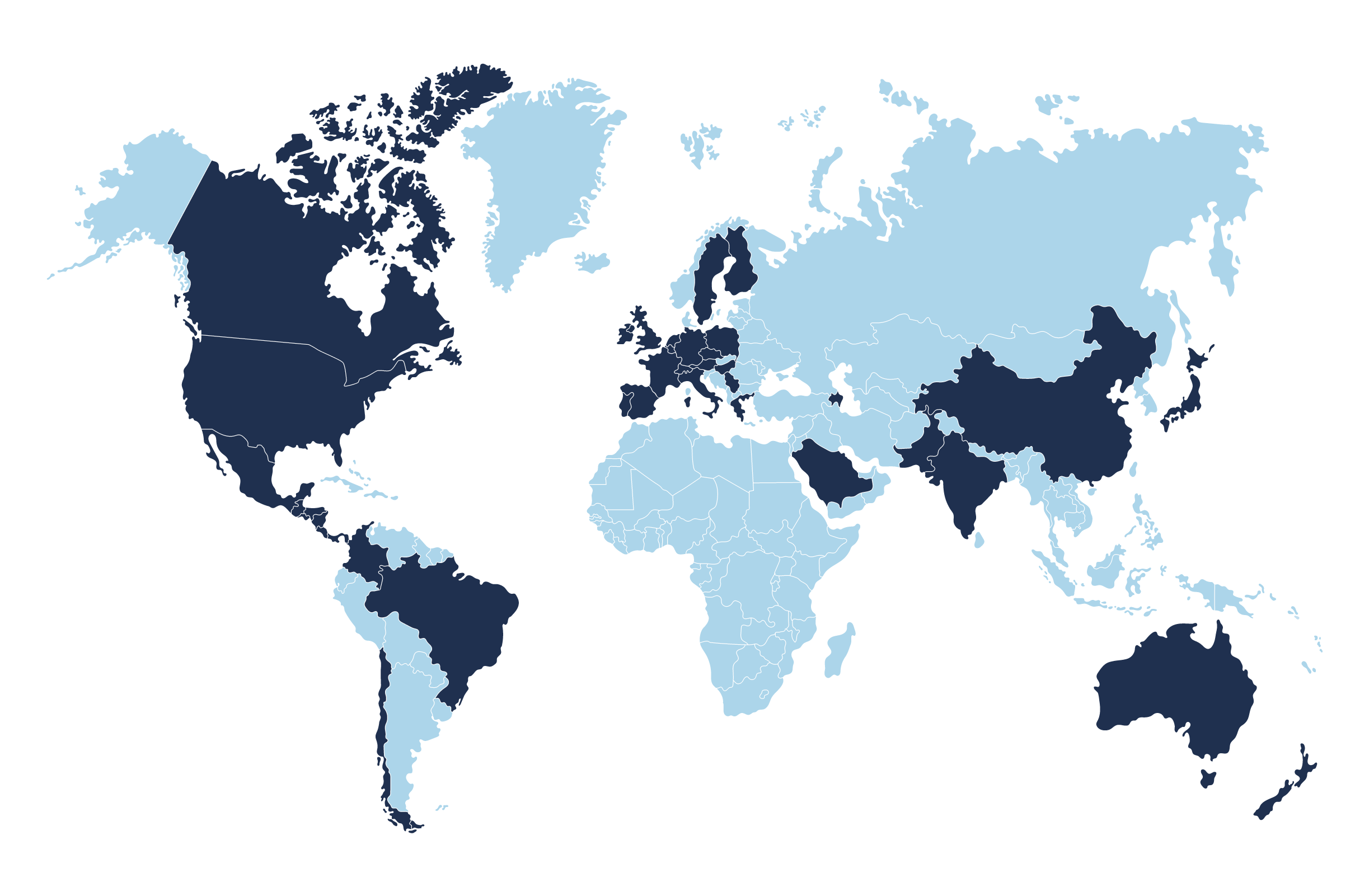 Graphic map of MUA's members distribution all over the world